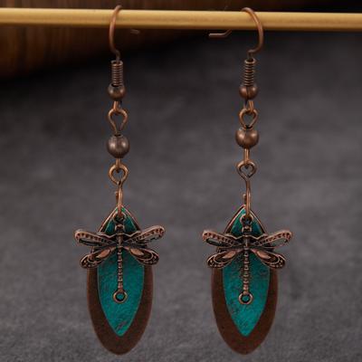 Vintage Böhmische Libelle Geometrische Anhänger Ohrringe, Personalisierte Ethnische Stil Festival Accessoires für Damen