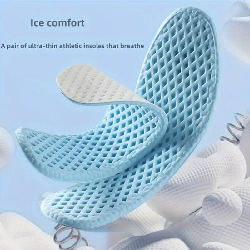5Pairs Summer Cool Feeling Sports Insoles Shoe Insert for Men Women Sweat-absorbing Breathable Outdoor Barefoot Shoe Liners