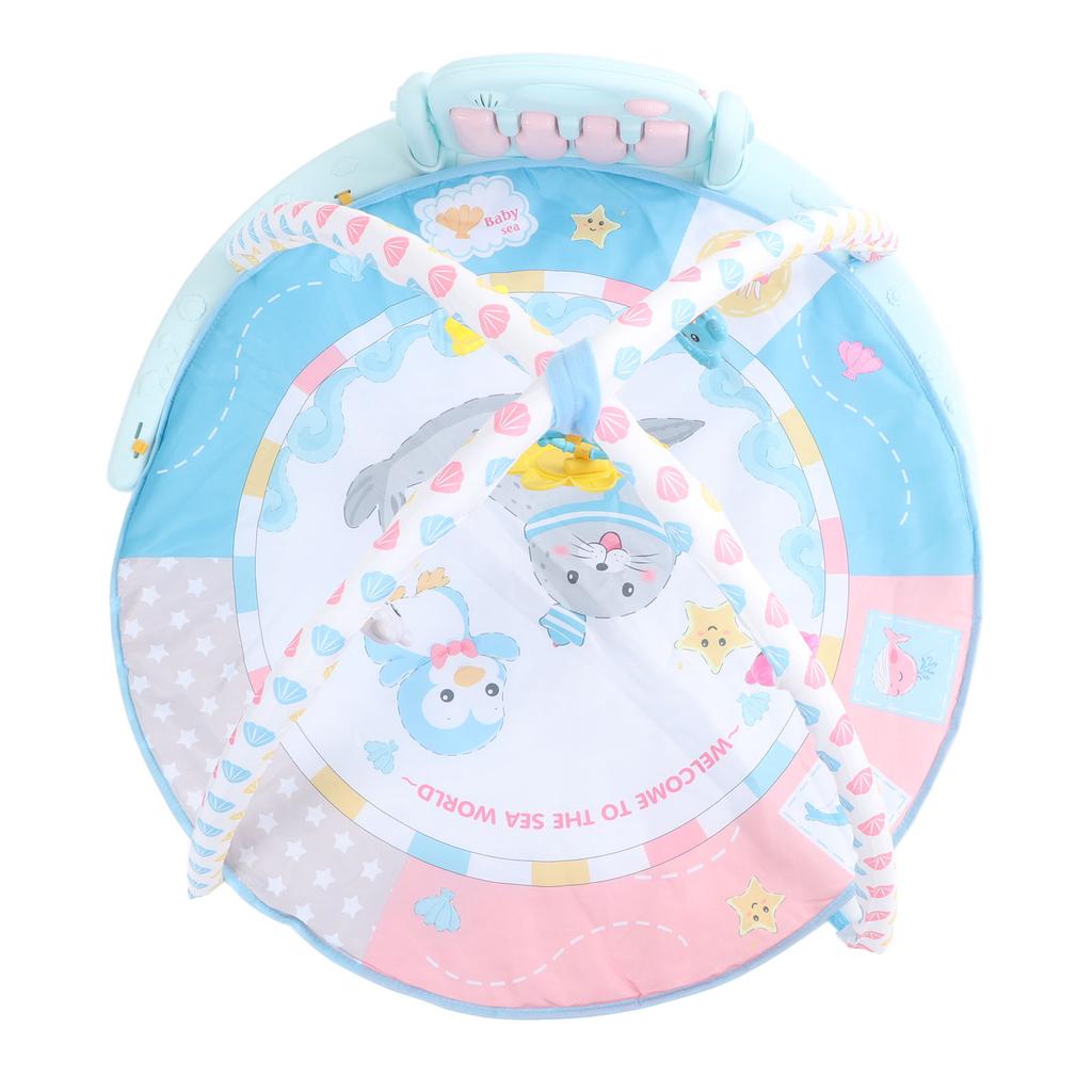 Baby Gym Mat Multifunctional Early Education Light Round Music Piano Playmat for Toddlers