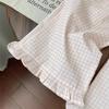 Children's Clothing Sets Bow Short Sleeve Top + Plaid Wide Leg Pants 2pcs Sets Kids Clothes for Girls Toddler Girl Clothes
