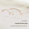 FAK Pure Titanium Semi-Rimless Cat-Eye Eyeglass Frame 55 - Old Money Style, High Intellectual Gold Wire Design 98713