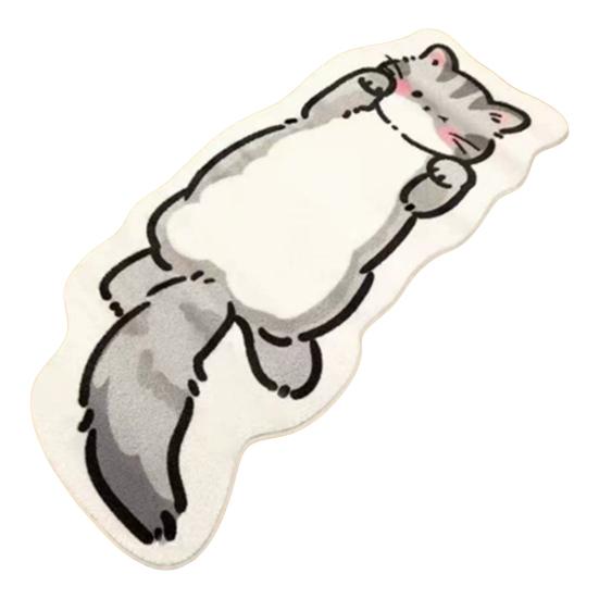 Cute Cat Bath Rug, Irregular Animal Shaped Floor Mat, Soft Absorbent Non Slip Area Carpet for Bath Tub, Shower, Bedroom, Living Room