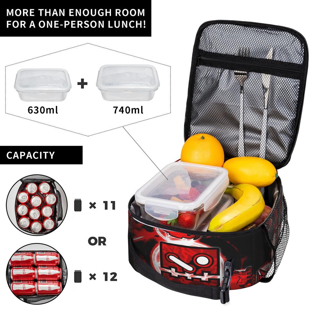 Geometry Cube game Merch Insulated Lunch Tote Bag For Outdoor Food Storage Bag Portable Cooler Thermal Lunch Box
