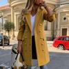 Womens Fall Winter Wool Coats Double Breasted Midi Peacoat Trench Coats