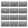 118 Type Switch Six-Hole Gray Wall Socket with Type-C 20W, Thai Style & PC Panel, Taiwan Socket