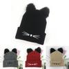 Stylowa Czapka Zimowa z Uszami Kota dla Kobiet, Dzianinowa Akrylowa, Ciepła Beanie dla Maksymalnego Ciepła