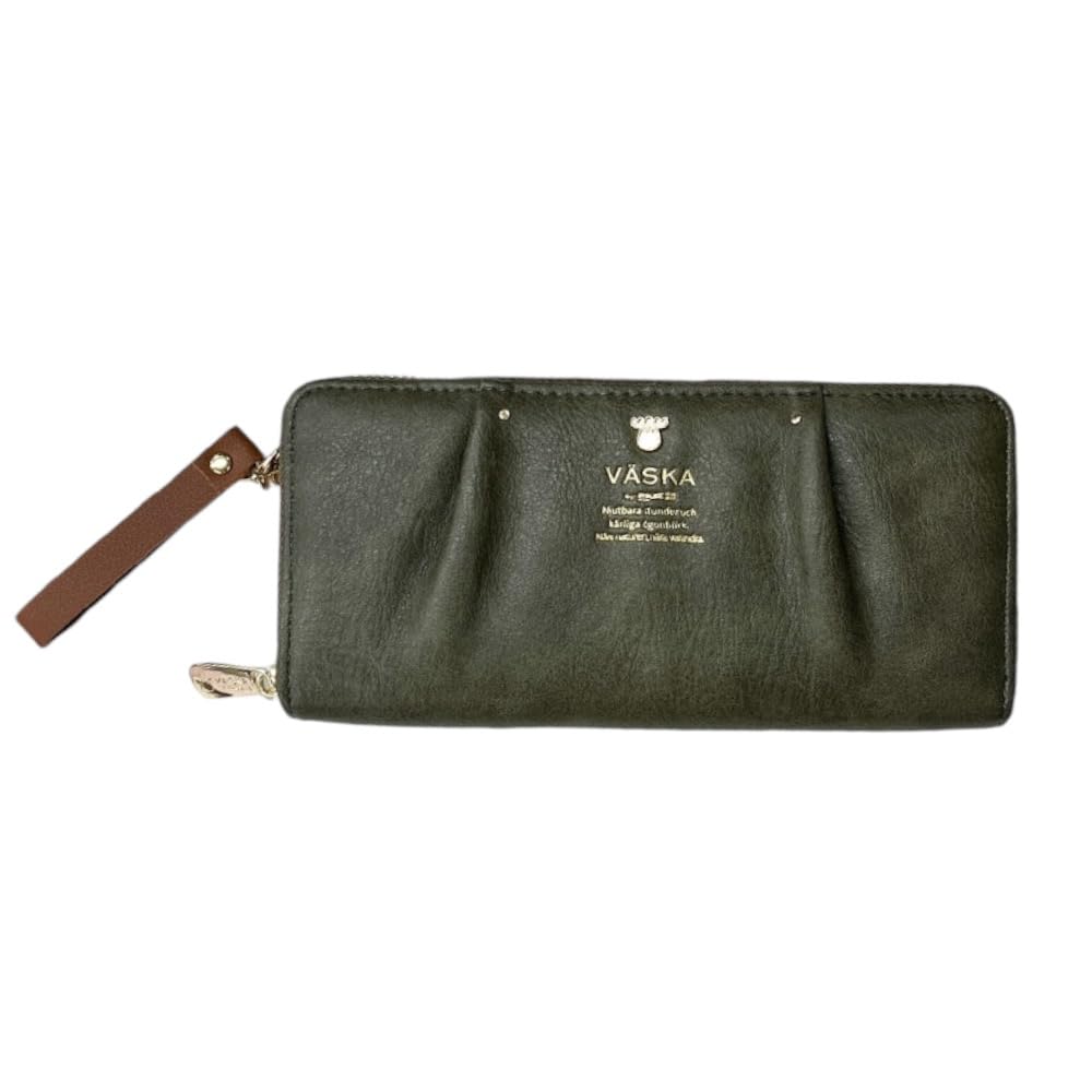K-PARTS VASKA от moz Круглый кошелек на молнии, Кошелек Moz VASKA с лосем, Многофункциональный с отделениями для карт, Идеальный подарок для женщин, девушек и