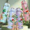 1PC Jungle Animal Group Print 750ml Color Plastic Sports Water Bottle Leakproof Flip Straw Lid Suitable for Sports Office Home Use