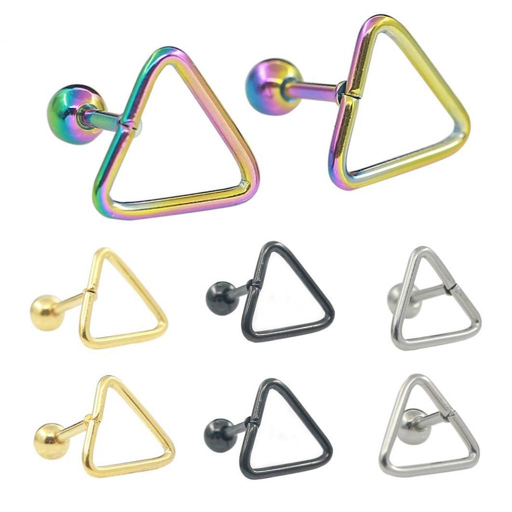 1pair Anti Allergy Women Triangle Ear Studs Fashion Lady Piercing Jewelry