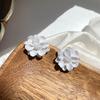 Double Layer Petal Imitation Pearl Flower Stud Earrings for Women Wedding Party White Pink Yellow Acrylic Ear Jewelry