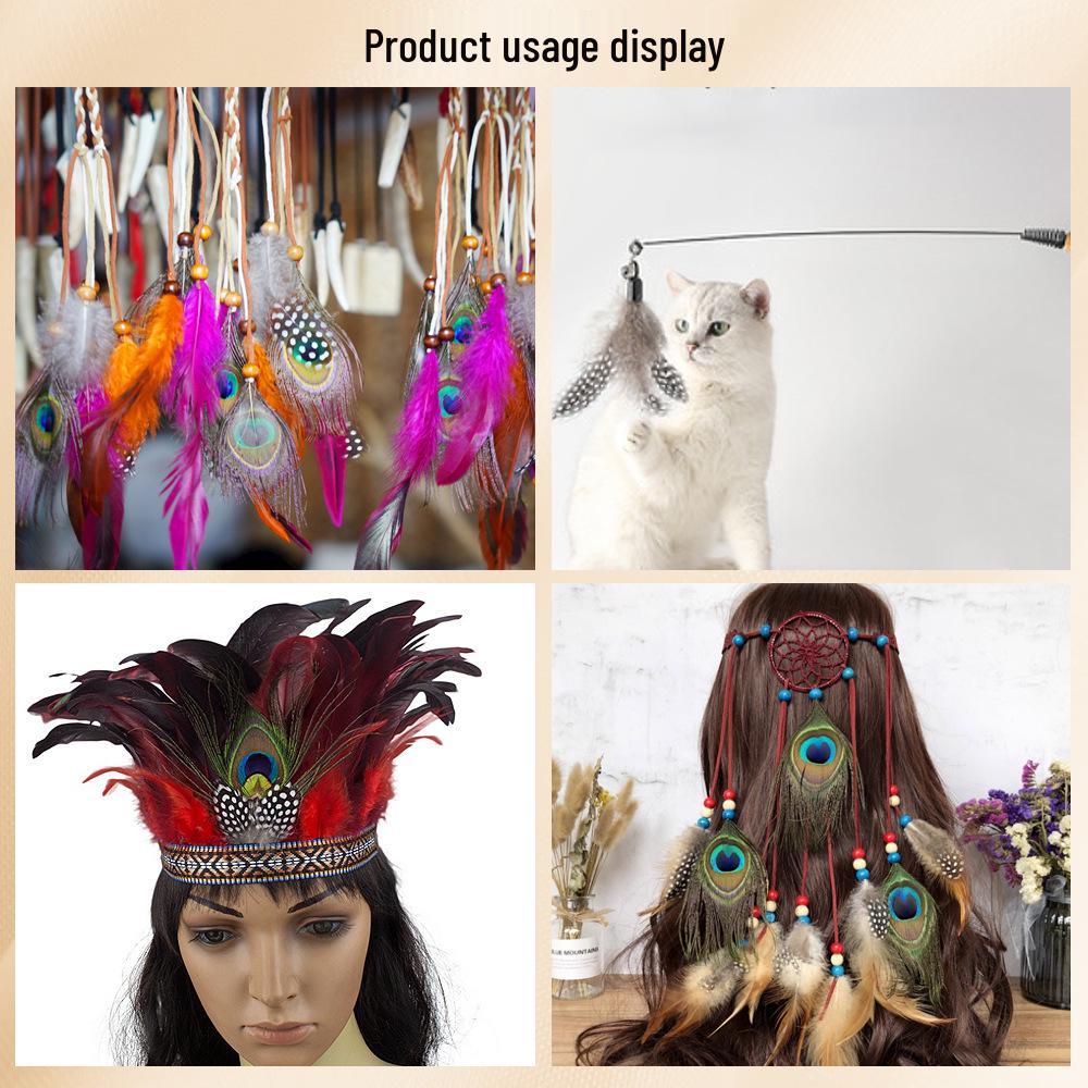 Plumes à Pois Naturelles pour Accessoires de Bâtonnet Jouet pour Chat DIY - 50 pcs.