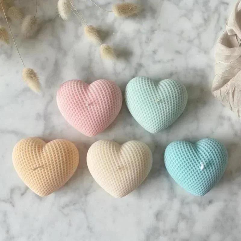Handmade Molds Woven Love Heart Silicone Mold Diy Heart-shaped Candle Soap Plaster Cake Chocolate Baking Valentine's Day Gift