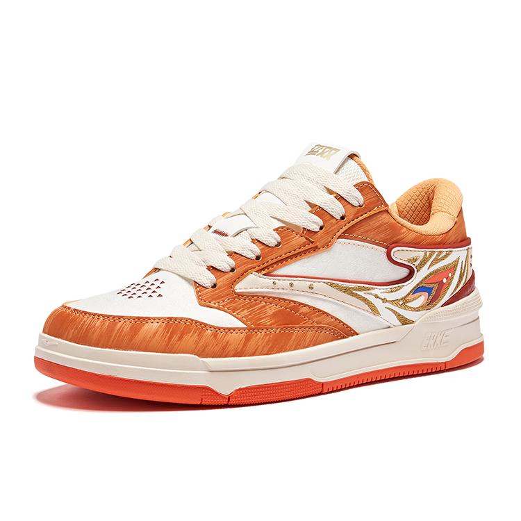 Erke Dual 3 Trendy Versatile Non-Slip Wear-Resistant Low-Top Skate Shoes Men sneakers White Orange 51124301303-001