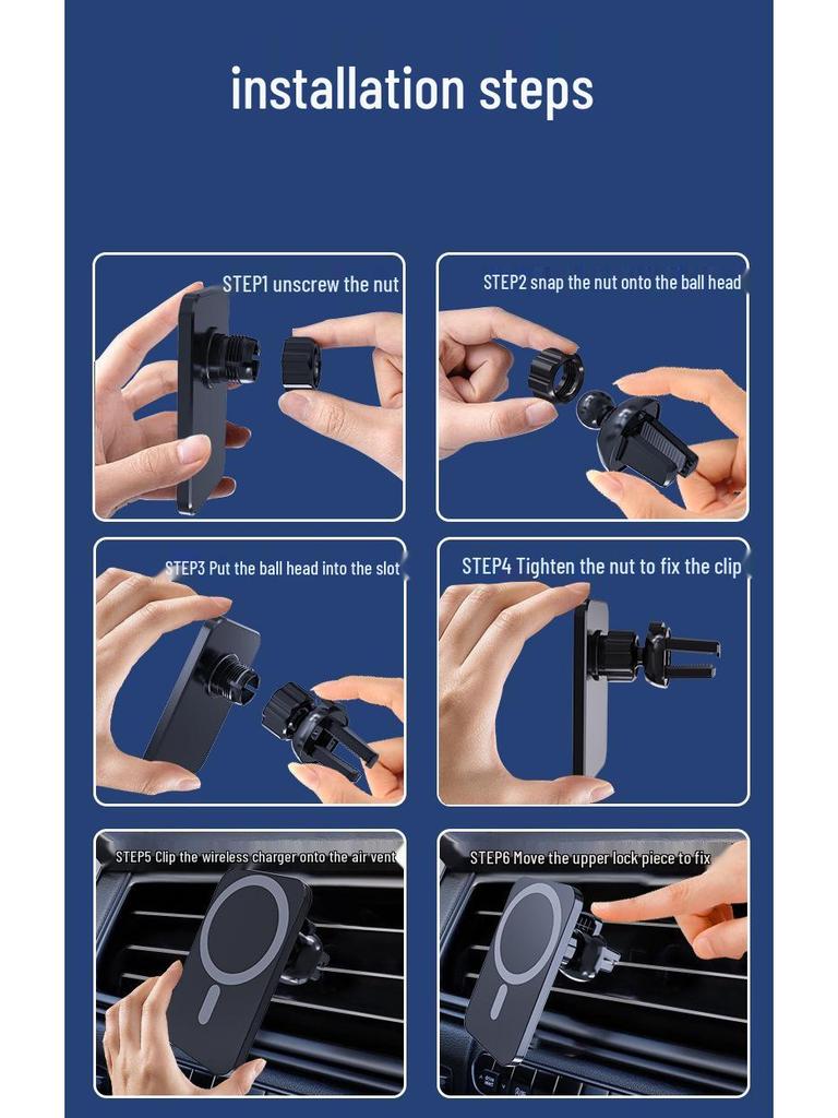 C22 Magnetic Wireless Car Charger for Apple Phones - Vent Mount Holder