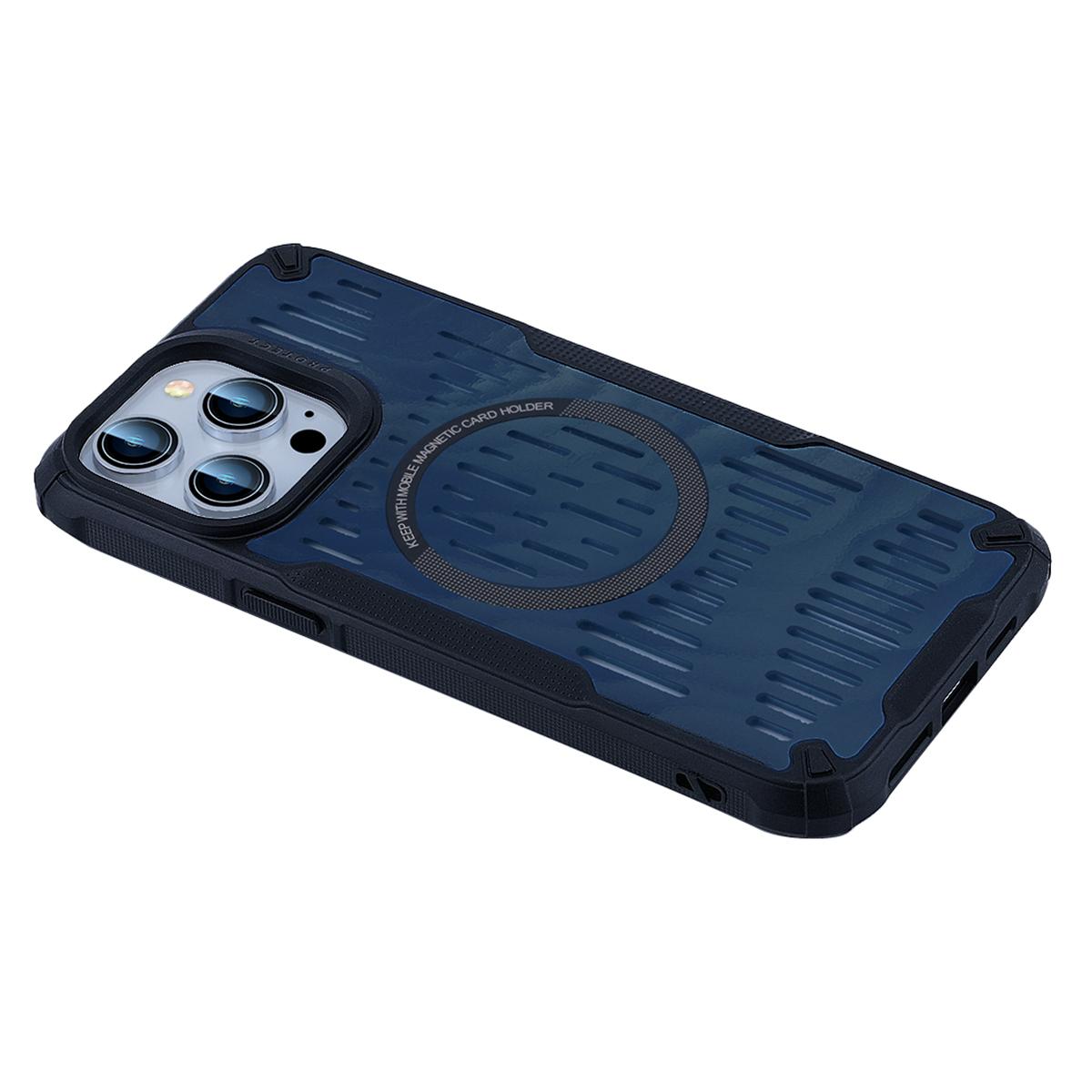 

For iPhone 13 Pro Case Heat Dissipation Hollow Magnetic Anti-Drop TPU+PC Phone Cover Compatible with Magsafe Blue