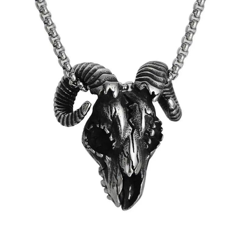 Collana con ciondolo a forma di testa di toro nordico punk retrò per uomo, gioielli classici con personalità animale