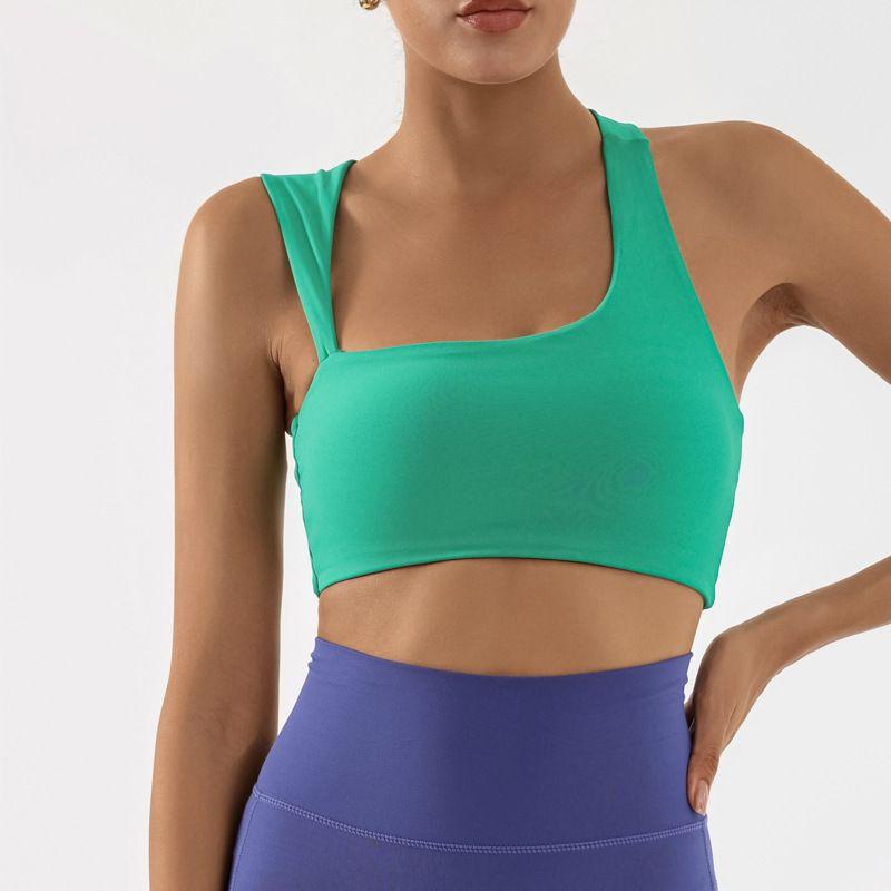 

Export Cross-Border Yoga Running Exercise Underwear Quick-Drying Nude Feel Vest Gym Training Top Bra Bra Fruit Green M