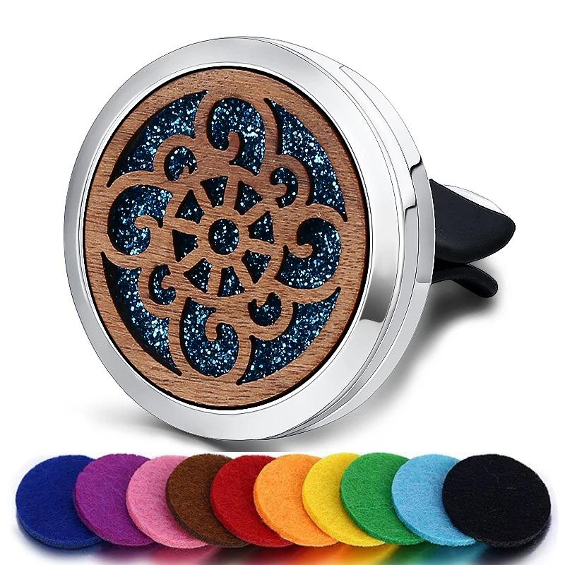 Refillable Car Air Freshener Smell Natural Wood Perfume Diffuser Clip Auto Vent Freshener Decoration Interior Accessories