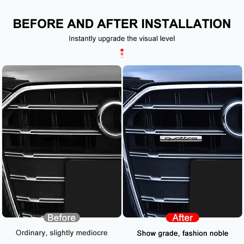 Auto Kühlergrill Emblem Karosserie Heckklappe Dekoration Aufkleber QUATTRO Emblem für Audi Q2 3 Q5 Q7 Q8 A3 A4 A5 A6 A7 R8 B5 B6 TT