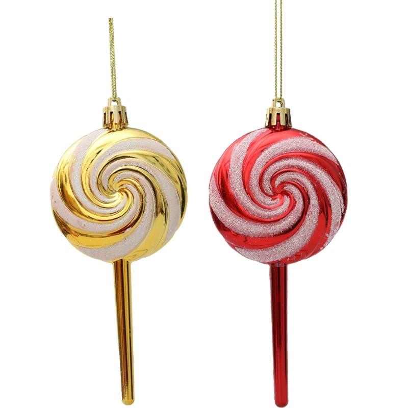 Christmas Tree Decorations Candy Ornaments Pack of 4 Lollipop Hanging Ornaments for Festivals