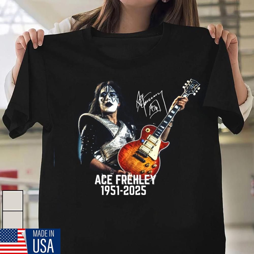 Legendary Ace Frehley T Shirt Short Sleeve S-5XL Memorial Signature XXL