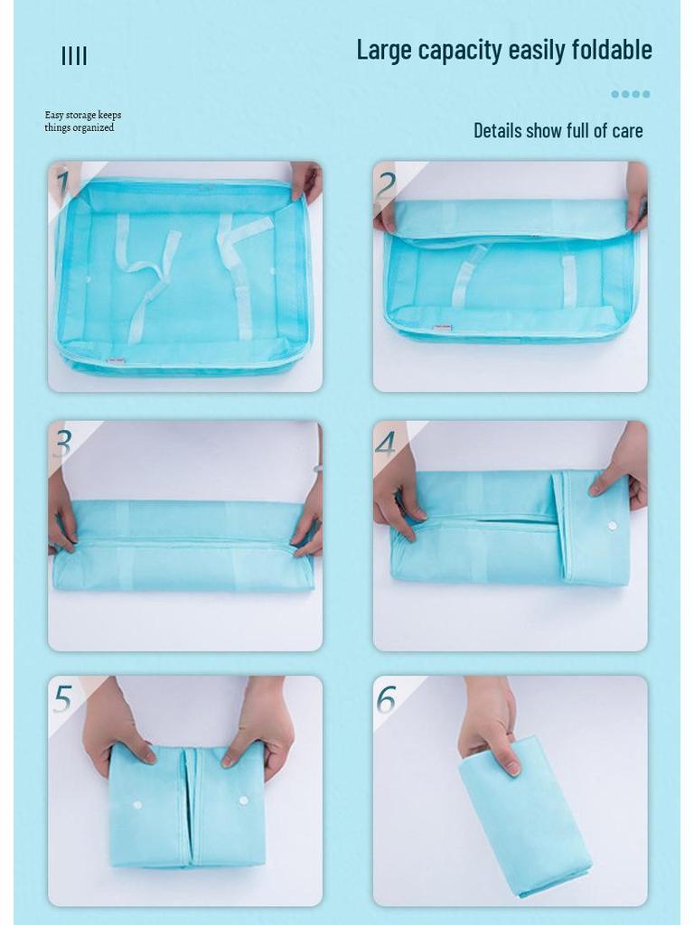 Seven-Piece Travel Storage Set: Wash Bag, Clothes, Underwear Organizer & Folding Sub-Pack