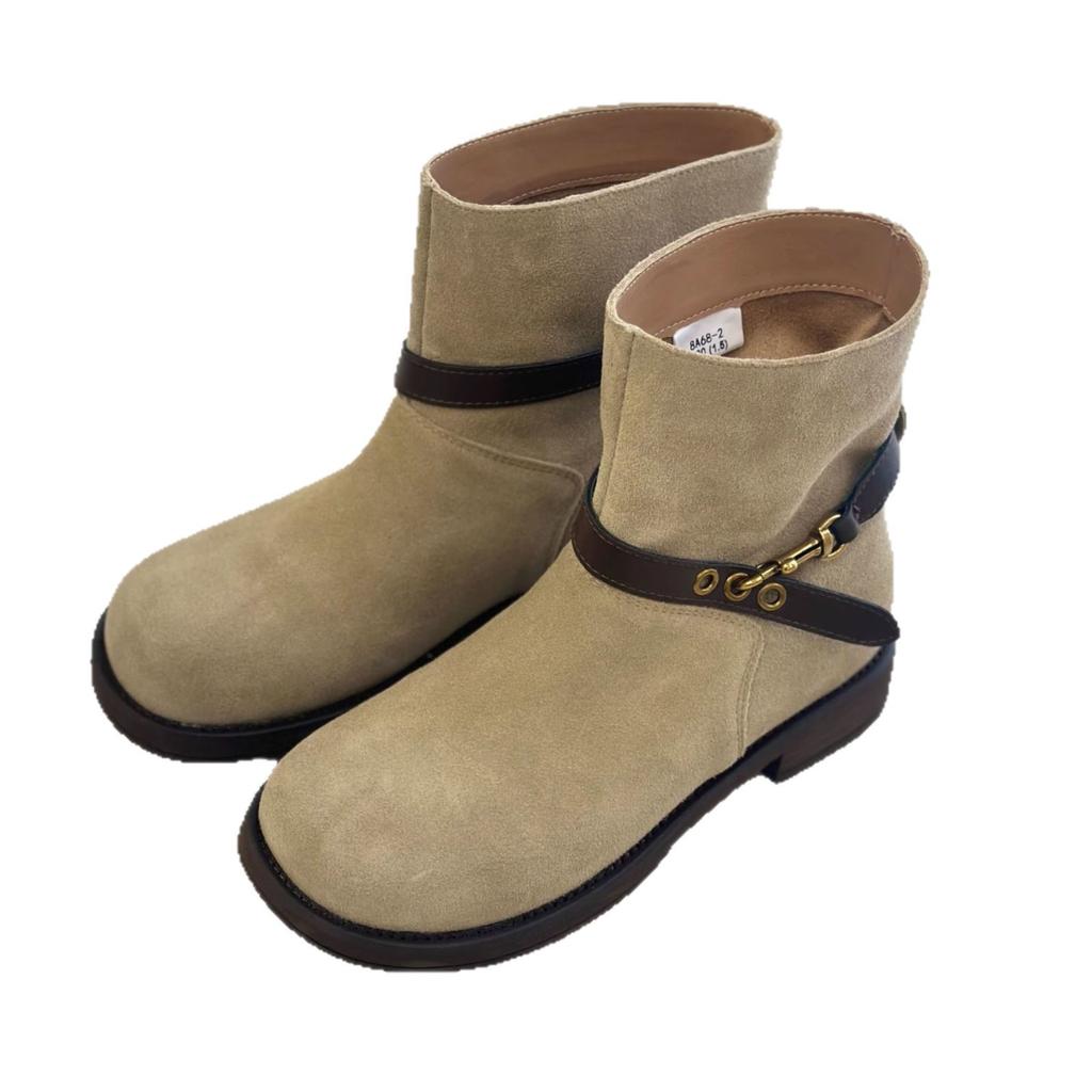 2025 Herbst neue Plateau-Gürtelschnalle Retro Martin Stiefel dicker Absatz Ritterstiefel Damenschuhe Boken Damenschuhe