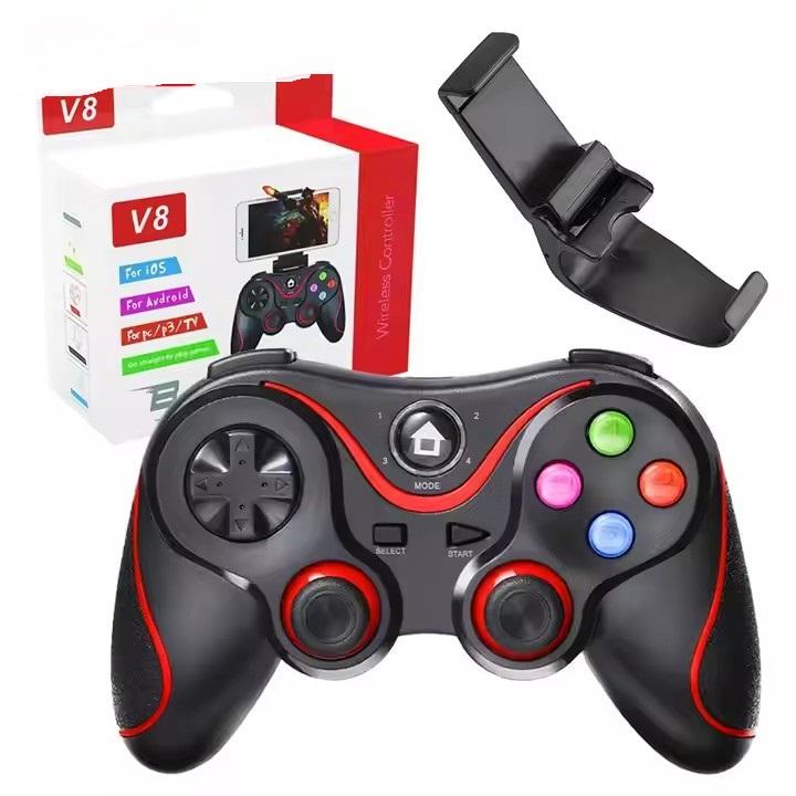 Factory Best Seller Multi-Function V8 Wireless Game Controller for IOS Android Portable Gamepad with Phone Stand красный