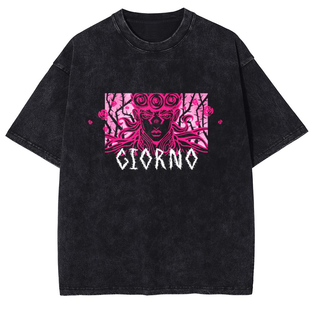 Anime JoJos Bizarre Adventure Tshirt Kujo Jotaro Vintage Washed T Shirt Men Women Clothing Summer Cotton Short Sleeve Tees