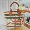 2025 Handmade Genuine Leather & Canvas Tote - Colorful Women's Garden Shopping Bag