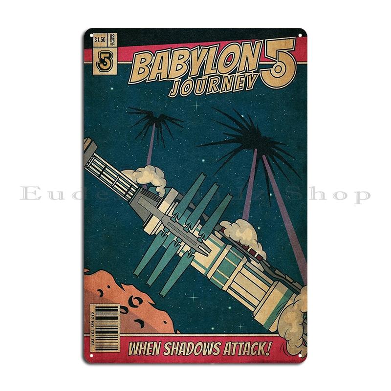 Babylon 5 Vintage Space Poster Starfury Metal Sign Retro Plates Home Club Party Babylon 5 Journev Space Tin Sign Posters