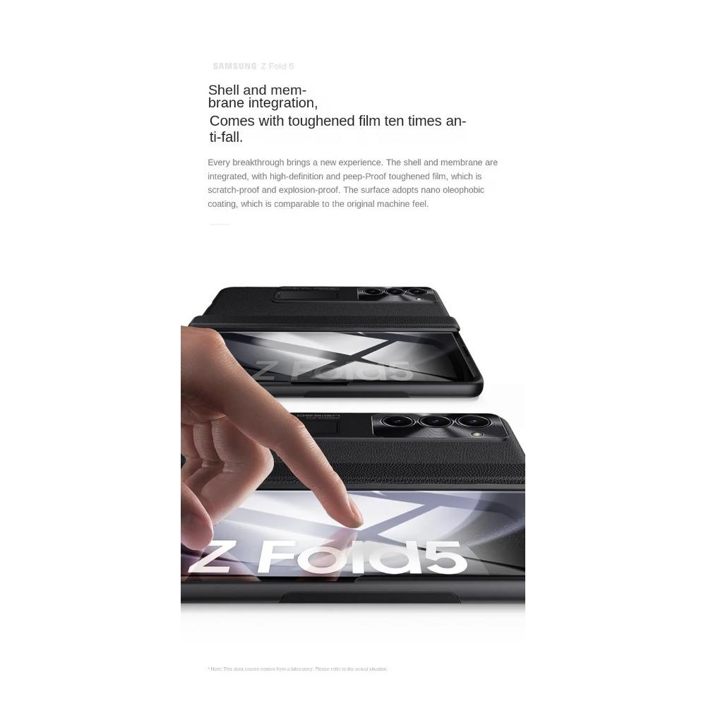 Automatic Spring Hinge Leather Case For Samsung Z Fold 5 Galaxy Z Fold 6 Tempered Glass All-inclusive Stand Camera Protect Cover