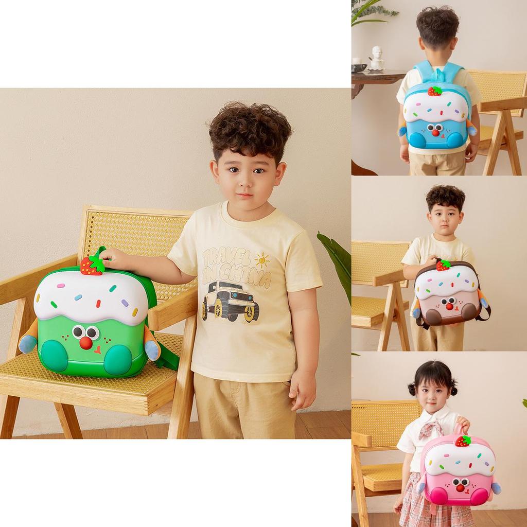 Strawberry Cake Cartoon Childrens Oxford Cloth Backpack With Curved Shoulder Straps For Kindergarten Children
