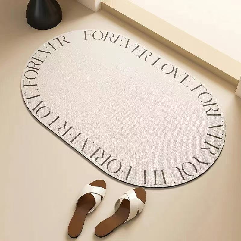 Modern Simple Letter Bathroom Absorbent Quick Drying Diatom Mud Foot Mat Toilet Door Dirt Resistant Wear Easy Care Mat
