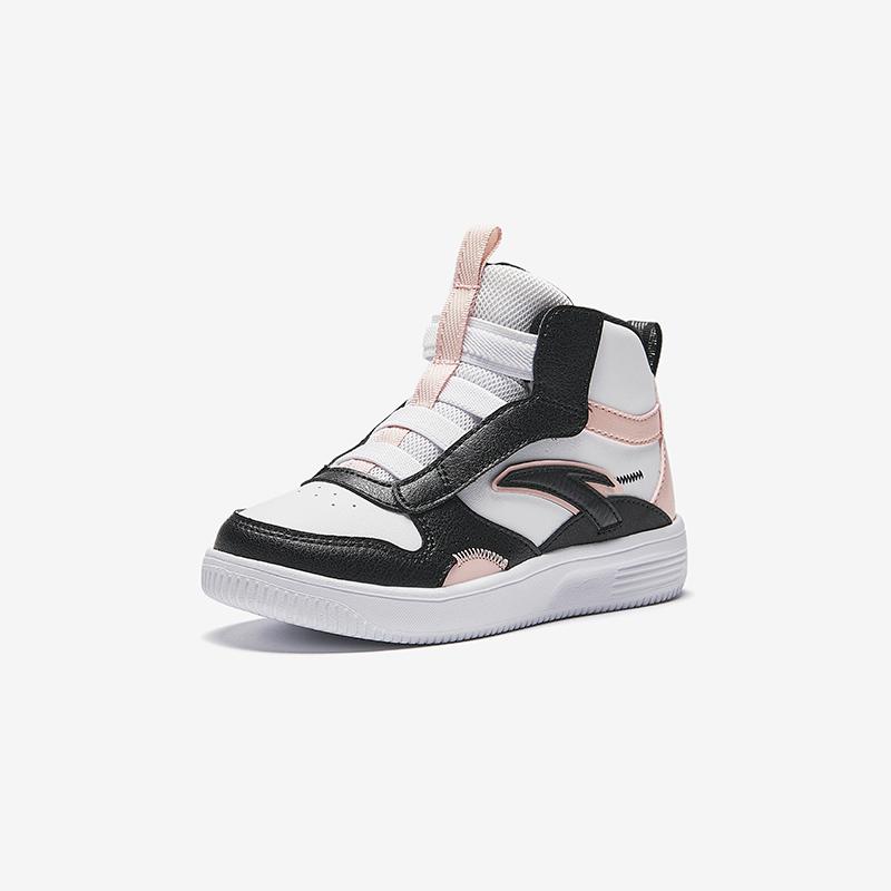 Anta Kids Comfortable Versatile Lightweight Shock Absorbing High Top Sneakers Kids Sneakers White Black Pink A22439908-3
