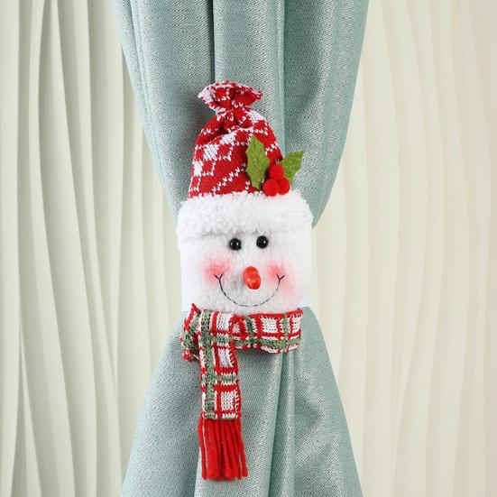 Christmas Curtain Tie Clips Set Easy Installation Santa Claus Snowman Shape Holiday Season Curtain Tiebacks Holiday Decoration