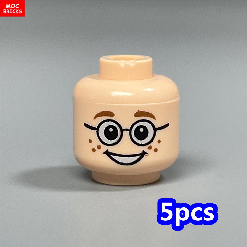 MOC Bricks Hollow Flesh Face Expression Head For 4cm Figure DIY Educational Building Blocks Toys For Children Gifts