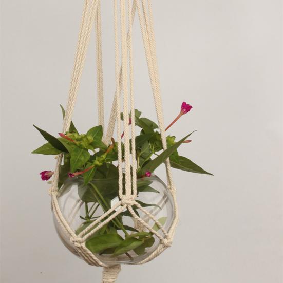 Handgewebte Hanfseilpflanzen Blumentopf Hängekorbhalter Netz Gartendeko