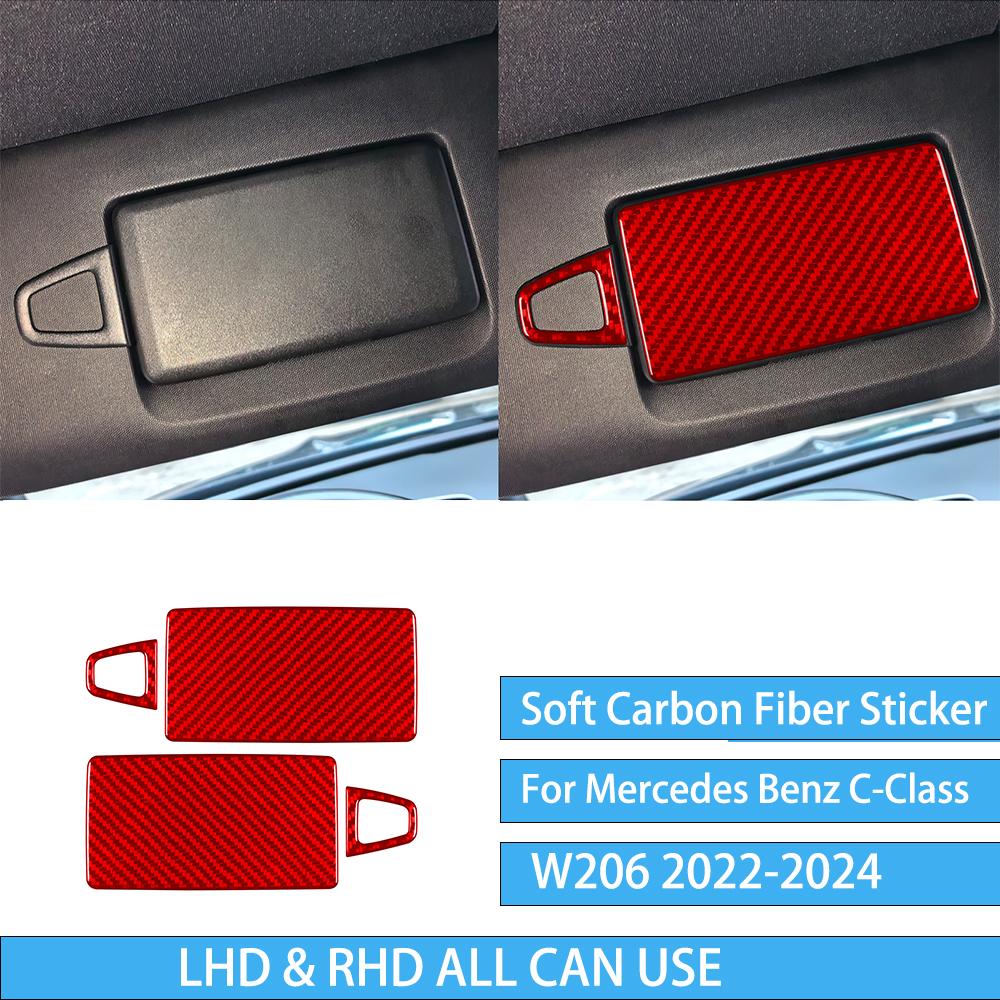 For Mercedes Benz C-Class W206 -2024 Auto Door Trim Seat Adjustment Red Carbon Fiber Decorative Car Accessory Sticker