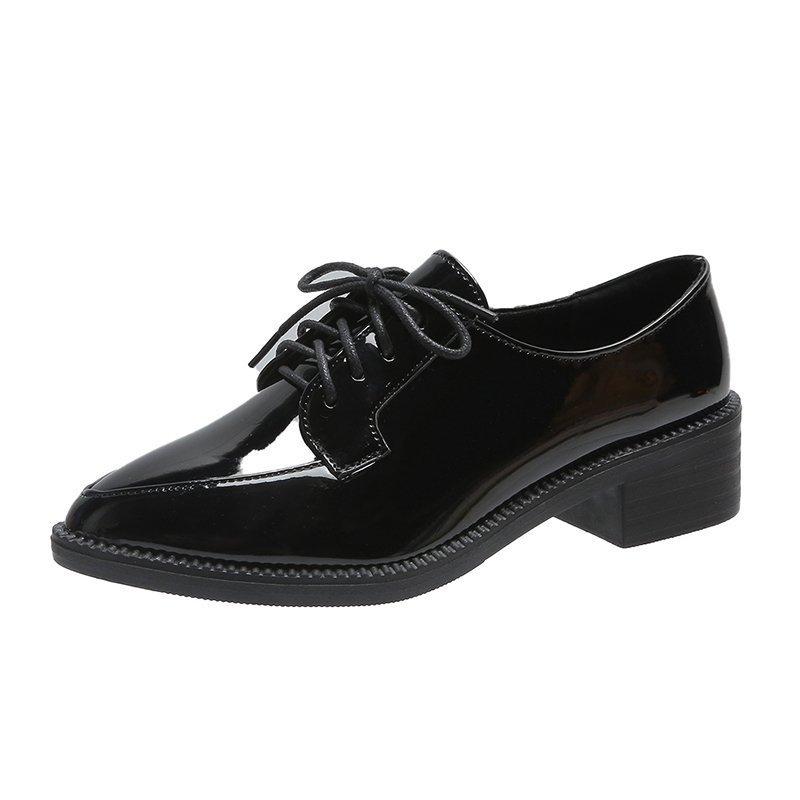 2021 Nuevo estilo británico de tacón grueso Zapatos de charol puntiagudos  Zapatos de cuero pequeños de tacón medio para mujer Zapatos individuales  profesionales comprar a buen precio — entrega gratuita, reseñas reales