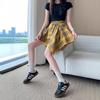 Blue Irregular Strap Skirt Women's Summer Design Sense Niche Plaid Skirt