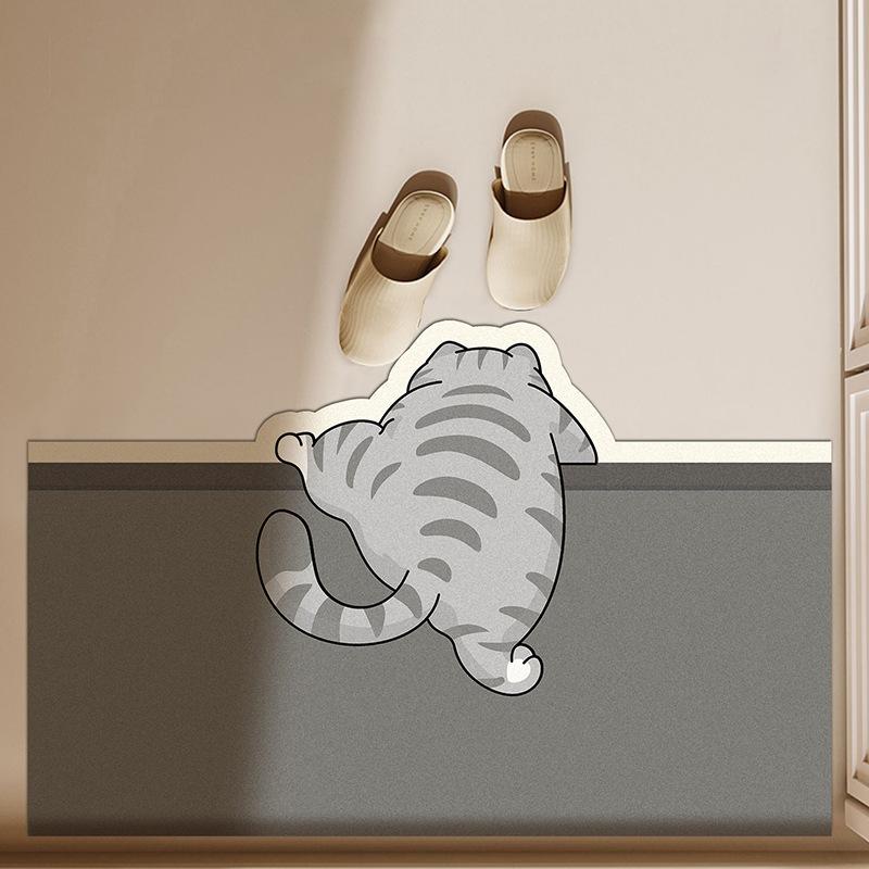 Cartoon Diatom Mud Mat Bathroom Moisture-wicking Quick Drying Slip-resistant Mat Toilet Door Carpet Toilet Washless Foot Mat