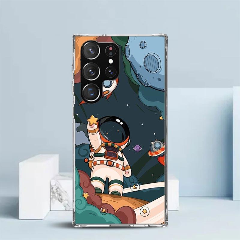 

Cartoon Planet Astronaut Star Rocket Phone Case For Samsung Galaxy S24 S25 Edge S26 Ultra S22 S23 Plus S21 + S20 FE Soft TPU Bac Samsung S20 FE