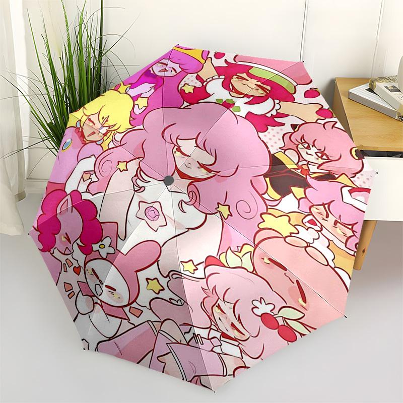 1pc Strawberry Shortcake Outdoor Umbrella - Automatic Opening/Closing, Portable 3-Fold Design with 8-Bone Iron Frame - Perfect Gift for Fans, Traveler