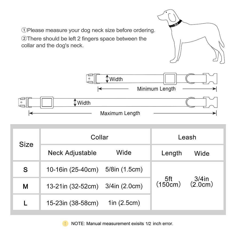 Personalisierte Hundeleine und Halsband Set Nylon Hundehalsbänder Mit Leine Verstellbares Haustierhalsband für Kleine Große Hunde Langlebig