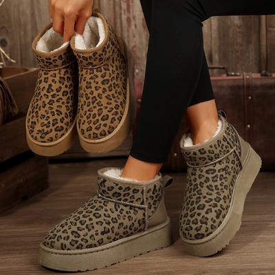 Women Leopard Print Shoes  Winter New Comfortable Warm Women's Snow Boots Non-slip Wear-resistant Fashion Plush Short Boots
