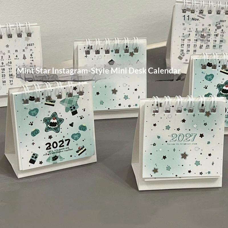 2027 Mini Desk Calendar With Cute Cartoon Prints Portable For Office Home Student Daily Time Management