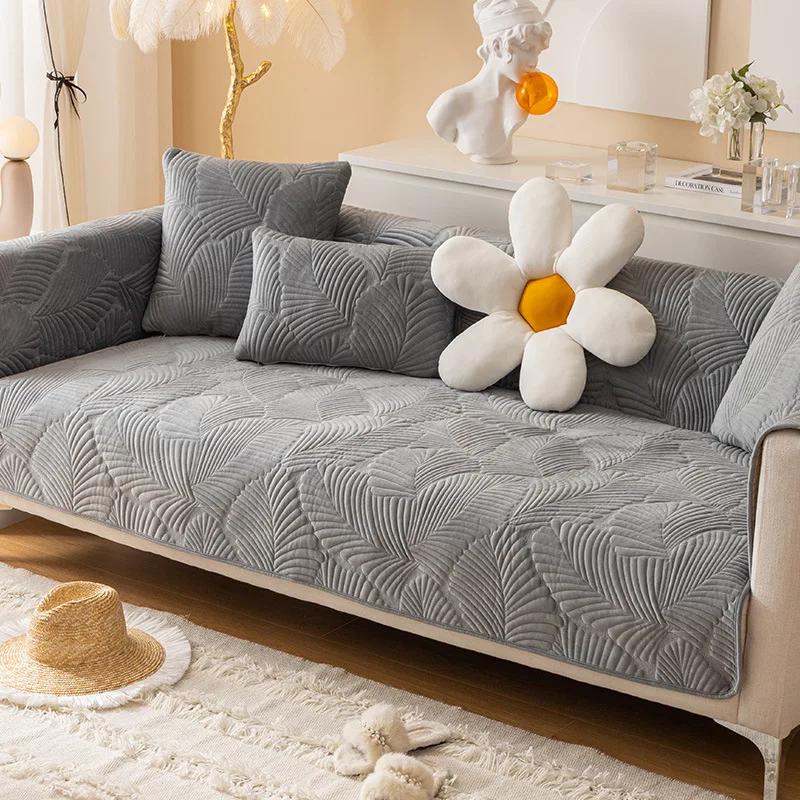 Winter Thick Plush Sofa Cushion for Living Room Non-slip Couch Cover Corner Sofa Towel Seat Pad Sofa Protection Cover