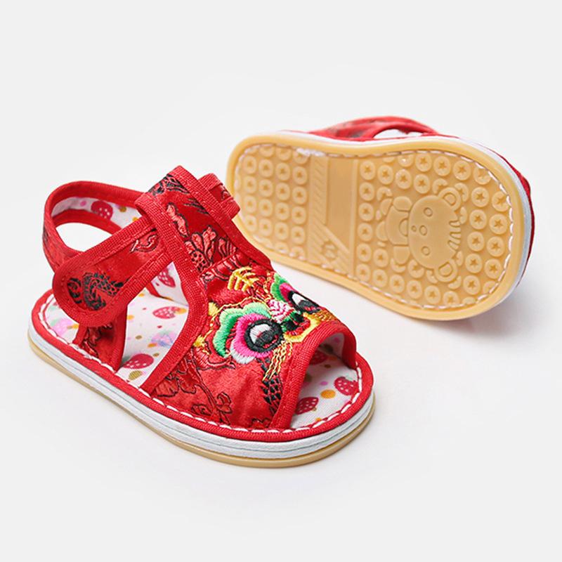 

Fashion Girls Shoes Summer New Items Baby Handmade Embroidered Sandals Anti Slip Child Walking Shoes Soft Soled Boys Shoe 13insole11.5cm