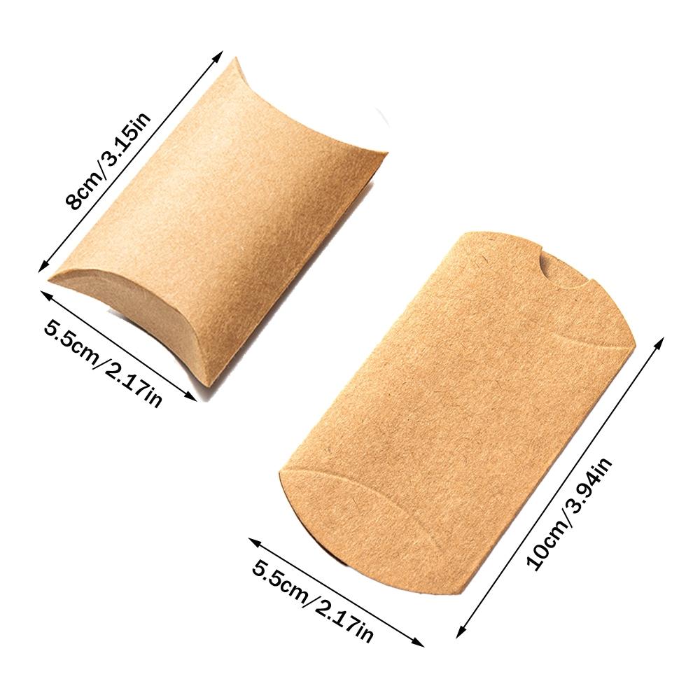 50 uds Caja Almohada de Papel Kraft Negra Blanca Para Joyería Dulces Regalo Recuerdos de Boda Pequeña Empresa Suministros de Embalaje Material bolsos